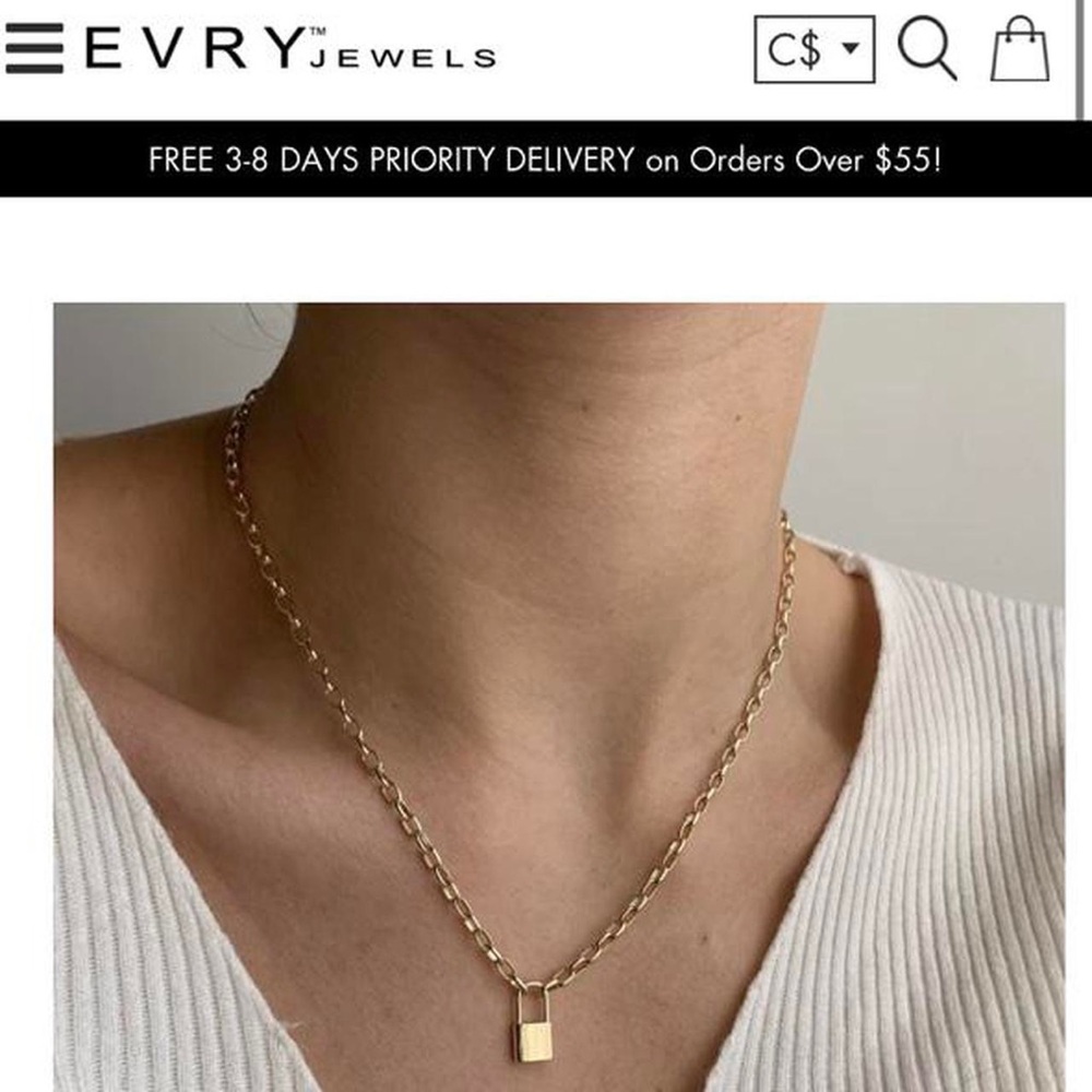 Gold plated lock necklace from EvryJewels